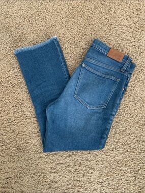 J.Crew 9 Inch Billie Demi Boot Crop Jeans Medium Wash Raw Hem 27